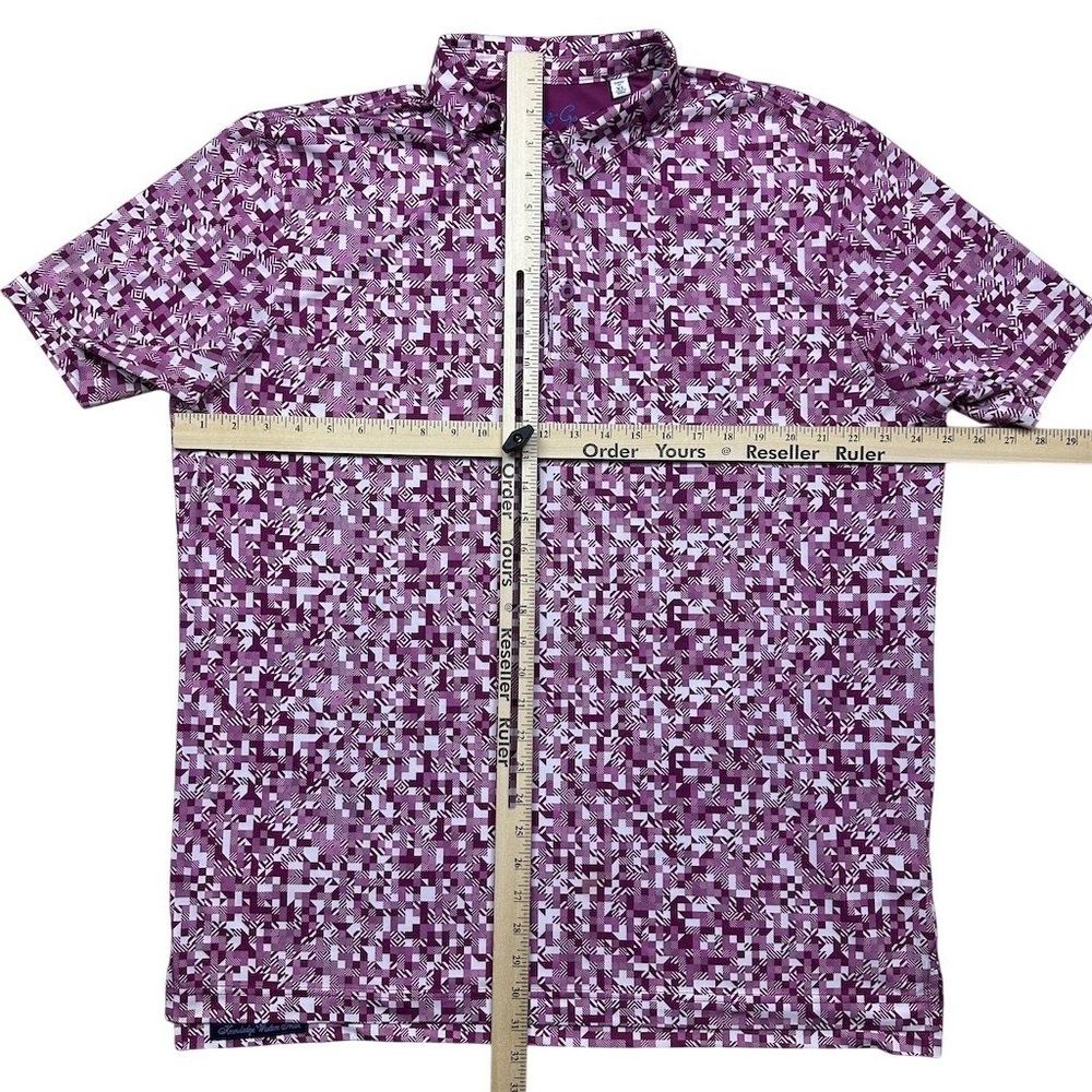 Robert Graham Men's XL Purple Wooderson Geo Print Performance Golf Polo - Picture 4 of 7